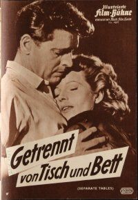 7y417 SEPARATE TABLES German program '59 different images of Burt Lancaster & Rita Hayworth!