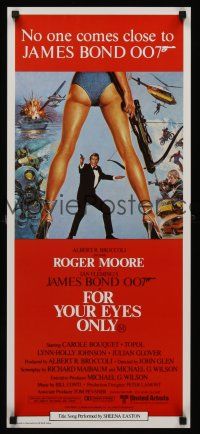 7z046 FOR YOUR EYES ONLY Aust daybill '81 no one comes close to Roger Moore as James Bond 007!