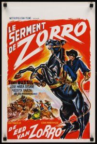 7z601 BEHIND THE MASK OF ZORRO Belgian '65 cool artwork of masked hero on horseback!