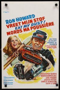 7z645 EAT MY DUST Belgian '76 Ron Howard pops the clutch and tells the world, car chase art!