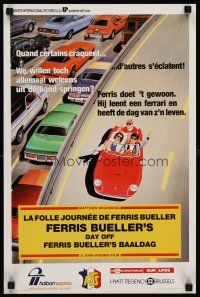 7z653 FERRIS BUELLER'S DAY OFF Belgian '86 different art of Broderick & friends in Ferrari!