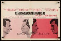 7z677 GOODBYE AGAIN Belgian '61 art of Ingrid Bergman between Yves Montand & Anthony Perkins!