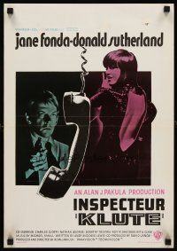 7z707 KLUTE Belgian '71 Donald Sutherland helps intended murder victim & call girl Jane Fonda!