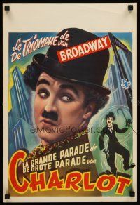 7z709 LA GRANDE PARADE DE CHARLOT Belgian '60s art of classic Charlie Chaplin in hat!