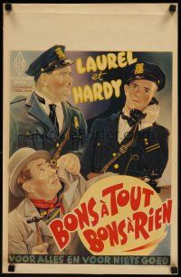 7z732 MIDNIGHT PATROL Belgian R50s great art of Stan Laurel & Oliver Hardy in police uniforms!