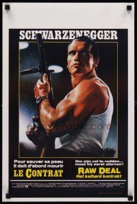 7z762 RAW DEAL Belgian '86 tough guy Arnold Schwarzenegger w/gun!