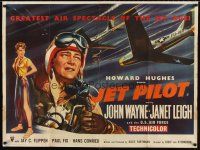 7z409 JET PILOT British quad '57 Howard Hughes, art of aviator John Wayne & sexy Janet Leigh!