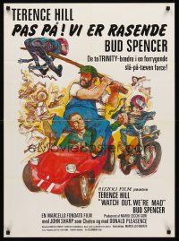 7z075 WATCH OUT WE'RE MAD Danish '74 wacky Kossin art of Terence Hill & Bud Spencer in buggy!