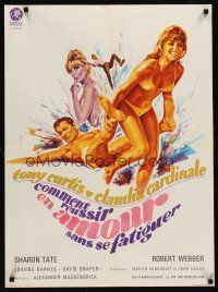 7z475 DON'T MAKE WAVES French 23x32 '67 art of Tony Curtis w/sexy Sharon Tate & Claudia Cardinale!