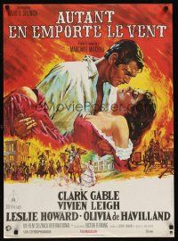 7z482 GONE WITH THE WIND French 23x32 R80s Clark Gable, Vivien Leigh, all-time classic!