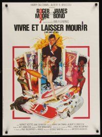 7z493 LIVE & LET DIE French 23x32 R80s art of Roger Moore as James Bond by Robert McGinnis!