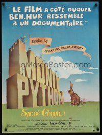 7z499 MONTY PYTHON & THE HOLY GRAIL French 23x32 '75 Terry Gilliam, John Cleese, Trojan bunny!