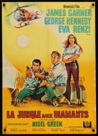 7z503 PINK JUNGLE French 23x32 '68 art of James Garner & George Kennedy in South America!