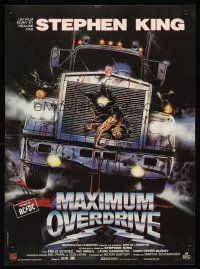 7z549 MAXIMUM OVERDRIVE French 15x21 '86 Stephen King, completely different gruesome artwork!