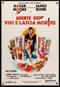 7z220 LIVE & LET DIE Italian 1sh '73 art of Roger Moore as James Bond by Robert McGinnis!