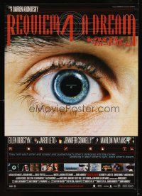 7z358 REQUIEM FOR A DREAM Japanese 29x41 '01 drug addicts Jared Leto & Jennifer Connelly, eye image!