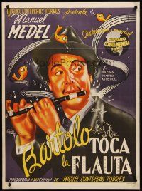 7z083 EL BURRO QUE TOCO LA FLAUTA Mexican poster '45 Miguel Torres directed, Manuel Medel!
