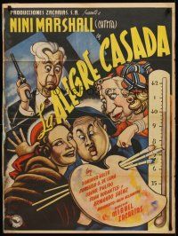 7z088 LA ALEGRE CASADA Mexican poster '51 Miguel Zacarias directed, Nina Marshall, Cabral art!