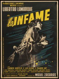 7z090 LA INFAME Mexican poster '53 Libertad Lamarque, Carmen Montejo, dramatic Renau art!