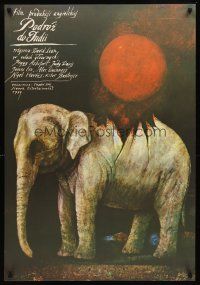 7z161 PASSAGE TO INDIA Polish 27x38 '86 David Lean, different elephant art by Wiktor Sadowski!