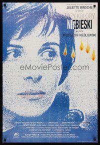 7z173 THREE COLORS: BLUE Polish 27x38 '93 Juliette Binoche, part of Krzysztof Kieslowski's trilogy!