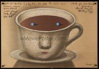 7z178 WISH YOU WERE HERE Polish 27x38 '88 Emily Lloyd, Stasys art of coffee cup w/eyes!
