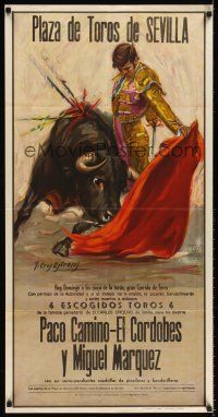 7z034 PLAZA DE TOROS DE SEVILLA Spanish bullfighting '63 matador Paco Camino, bullfighting art!