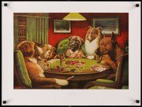 8a122 BOLD BLUFF heavy stock 19x25 art print '90s classic artwork of dogs playing poker!