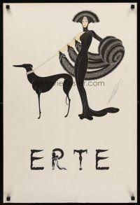 8a136 SYMPHONY IN BLACK English 20x30 English art print '70s Romain de Tirtoff art of woman & dog!