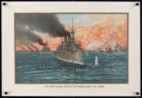 8a142 US NAVY - NAVAL BATTLE OF MANILA - MAY 1ST heavy stock 20x29 art print '90s warships at sea!