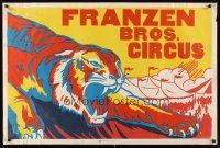 8a039 FRANZEN BROS. CIRCUS circus poster '70s great colorful image of big cat!