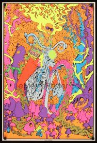 8a577 ACID RIDER commercial poster '70s far out psychedelic art of biker on motorcycle!