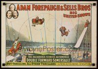 8a712 ADAM FOREPAUGH & SELLS BROS BIG UNITED SHOWS REPRO circus poster '60 crazy stunt car!