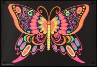 8a598 BUTTERFLY Canadian commercial poster '70s blacklight, trippy psychedelic art!