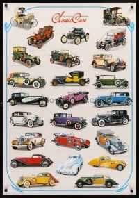 8a604 CLASSIC CARS Italian commercial poster '87 wonderful artwork of very early automobiles!