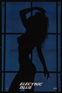 8a614 ELECTRIC BLUE commercial poster '86 super-sexy silhouette of naked woman!