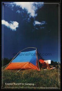8a616 EXPOSE YOURSELF TO CAMPING commercial poster '80 sexy nude girl & tent, great outdoors!
