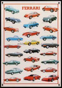 8a618 FERRARI Italian commercial poster '89 great artwork of Italian classic sports cars!