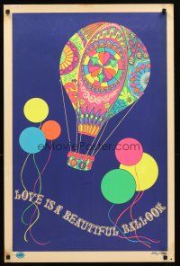 8a643 LOVE IS A BEAUTIFUL BALLOON commercial poster '67 LeRoy Olson psychedelic art!