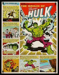 8a104 ORIGIN OF THE INCREDIBLE HULK special poster '80 Stan Lee comic, Coca-Cola series!