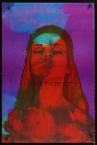8a673 PURPLE ECSTASY commercial poster '67 wild psychedelic art of woman!