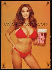 8a697 THINK BIG commercial poster '82 Joyce Gibson w/big bosoms & large beer!