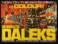 8a716 DR. WHO & THE DALEKS REPRODUCTION English 27x36 '80s Peter Cushing as Dr. Who, sci-fi!