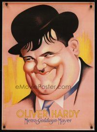 8a717 OLIVER HARDY REPRODUCTION French 23x32 '80s wonderful art of classic comedian!