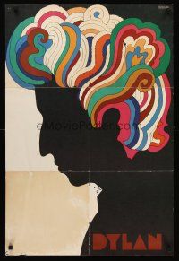 8a189 DYLAN 22x33 music poster '67 colorful silhouette art of Bob by Milton Glaser!