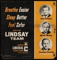 8a050 LINDSAY TEAM 21x22 political campaign '65 New York City liberal party candidates!