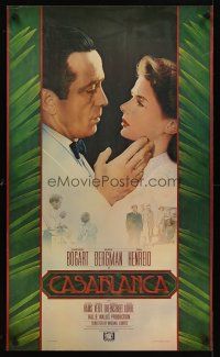 8a371 CASABLANCA heavy stock video special 22x36 R81 Laslo art of Humphrey Bogart & Ingrid Bergman!