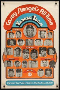8a601 CASEY STENGEL'S ALL-TIME YANKEE TEAM special 23x35 '70 images of greatest baseball players!