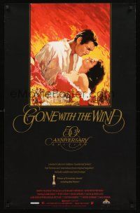 8a399 GONE WITH THE WIND video special 23x36 R89 best art of Clark Gable & Vivien Leigh!