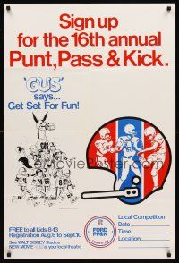 8a400 GUS special 24x36 '76 Walt Disney, art of football playing mule, punt, pass & kick!